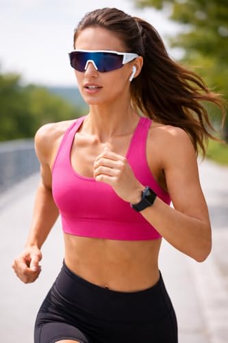 Image of ALNA-TURA Sport Sunglasses for Men & Women UV400 Protection | Cycling Running Driving Goggles | Wraparound Shield Design | Anti-Glare Mirrored Lens | Lightweight Outdoor Sports Eyewear