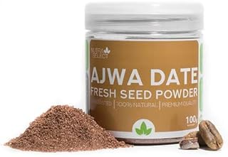 Fresh Ajwa Date Seed Powder – Unroasted – 100g – All Natural Nutrition Powder – (Vegan/Non-GMO/Gluten Free) New Packaging May Look Different with snap on Cap for More Convenience & Freshness