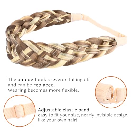 Gledola 5 Strands Synthetic Hair Braid Headband Hair Braided Headband for Women Girl (Light Highlighted) - Image 3