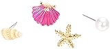 4pcs / set Summer Beach Seestern Muschel Imitation Perle Charme Kreative Charme Legierung Charme Piercing Ohrring Schmuck Geschenk für Frauen, Mädchen Gold Günstiger Griff