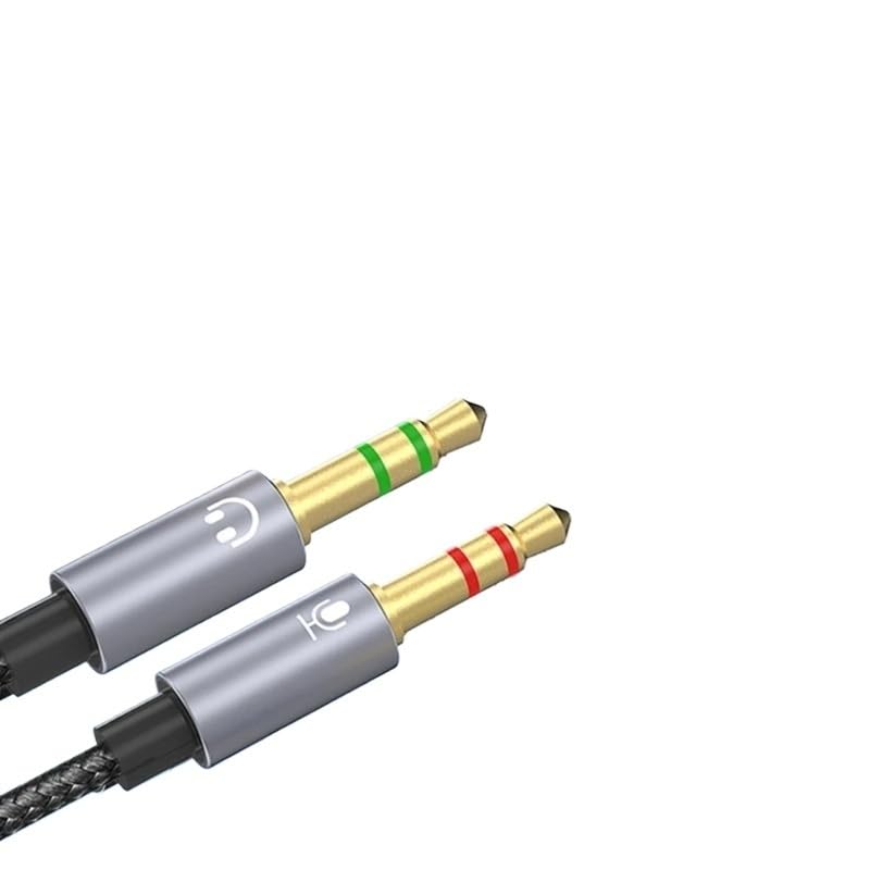 Cavo splitter audio e microfoni da 3,5 mm, adattatore AUX intrecciato femmina a 2 maschi