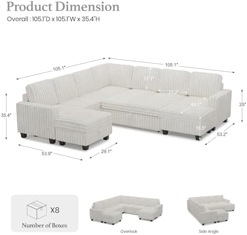 Belffin Modular Sectional Sleeper Sofa - Thumbnail 3