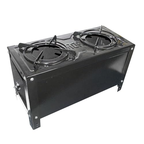 Roa Fogão a Lenha 2 Bocas Portátil com Grelha Esmaltada