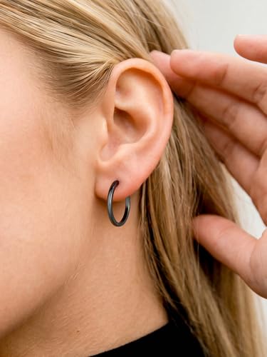 Image of ChicSilver 925 Sterling Silver Huggie Hoop Earrings Small Hoop Earrings for Women Hypoallergenic Silver Huggie Earring Cartilage Earrings for Women (6 /8 /10 /12 /14 /16 /18 /20MM)