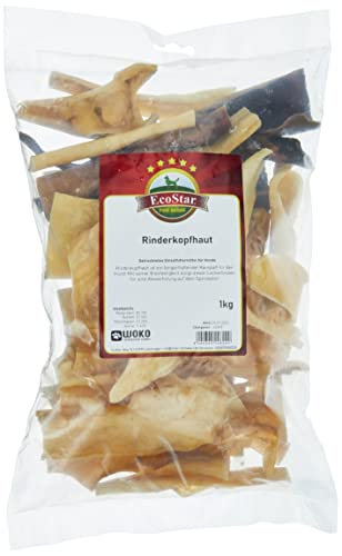 EcoStar Hunde Snack Rinderkopfhaut 1kg, 1er Pack (1 x 1 kg)