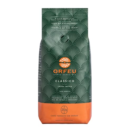 ORFEU - Special Coffee Classic Roasted Beans - 100% Arabica Coffee, Medium Roasted, Aroma of Floral, Fruity & Caramel, Balanced Acidity, Made In Brazil, Soft with Velvety Structure - 250g (8.8oz)