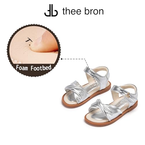 Image of THEE BRON Toddler Girls Sandals Wedding Flower Girl Dress Shoes Open Toe Flats