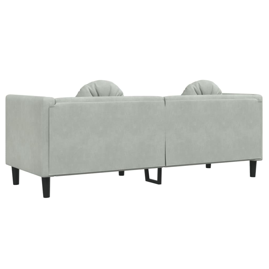 Sofá de 3 Plazas Moderno de Terciopelo, Sofá Chaise Longue con Respaldo y Cojines Acolchados, Gris Claro