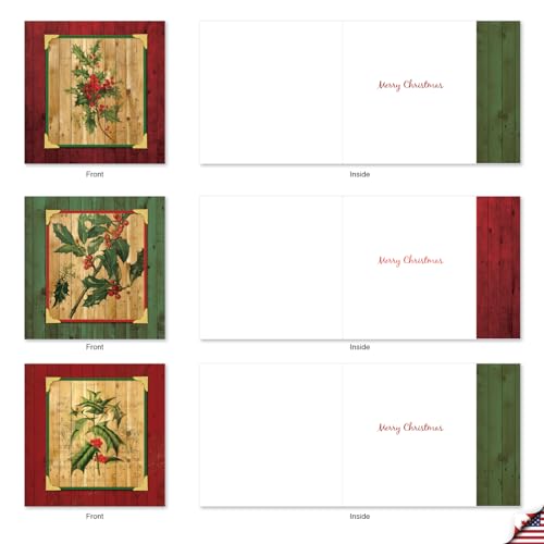 Image of Best Card Co 10 Christmas Boxed Cards Holly Berry MQ5549XSG-B1x10