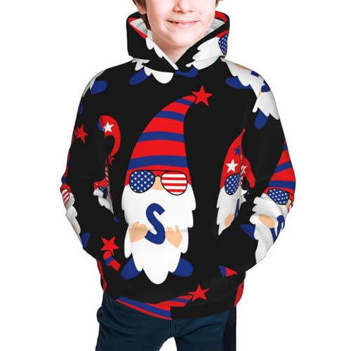 4th of July Gnomes Kid Hoodies Boys Sweatshirts Girls Pullover with Pocket3