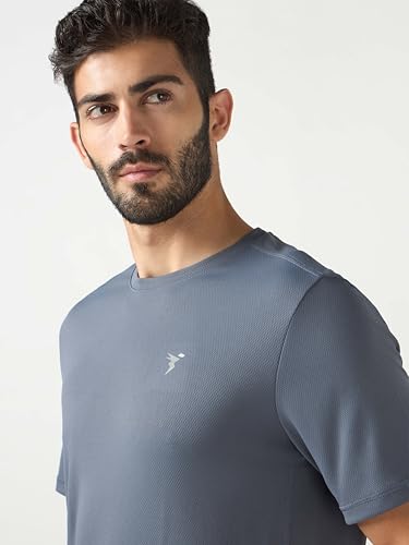 Image of TECHNOSPORT Men's Slim Fit Polyester Activewear Sports T-Shirt with Moisture-Wicking Comfort for Workout, Running & Gym