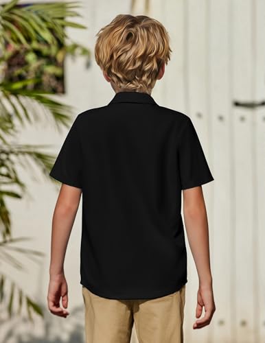 Image of Arshiner Boys Short Sleeve Dress Shirts Solid Button Down Shirts