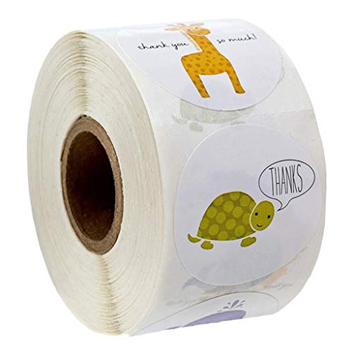 500 etiquetas autoadhesivas de papel de animales coloridos para tartas, regalos y manualidades
