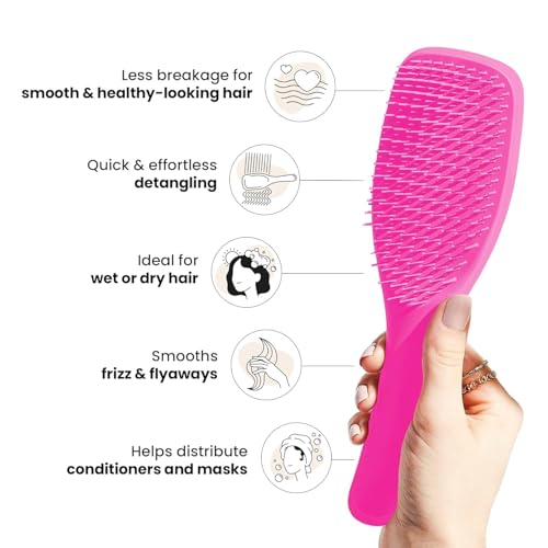 Image of Lyrovo Ultimate Hair Brush Comb for Women for Wet & Dry Hair Eliminates Knots & Reduces Breakage for All Hair Types (Red)
