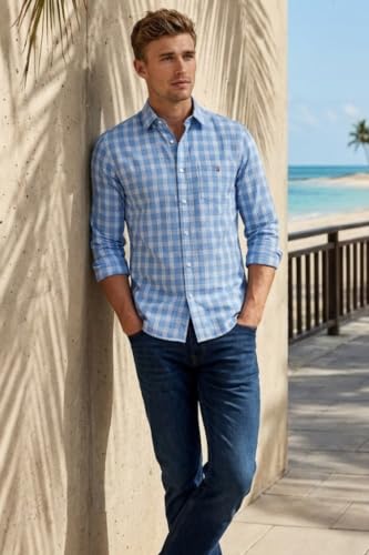 Image of Louis Philippe Men's Slim Fit Premium Cotton Easy Care, Soft Handfeel Full Sleeve Checks Casual Shirt