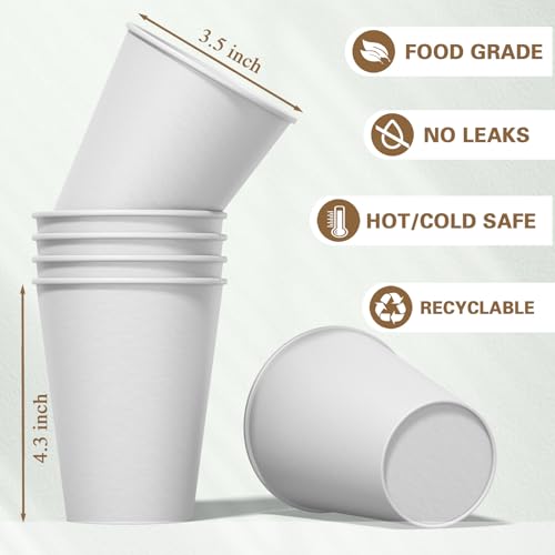 image for MOUMOULIFE 100 count 12 oz Coffee Cups, Leak-Proof Paper Cups 12 oz, S