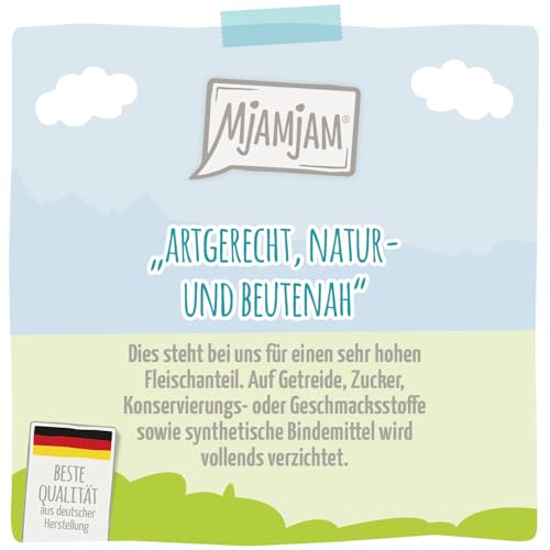 MjAMjAM - Premium Nassfutter für Katzen - zarte Ziege an leckeren Möhrchen, 6er Pack (6 x 200 g), getreidefrei mit extra viel Fleisch