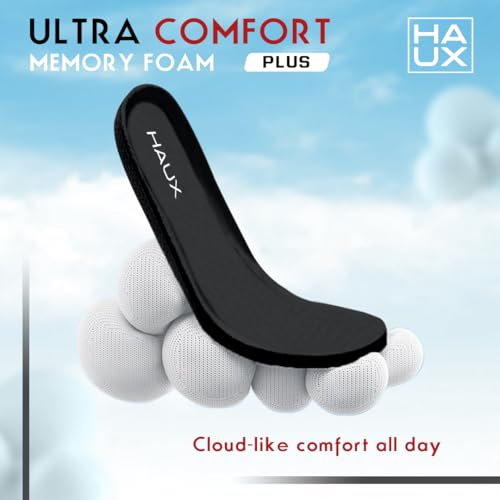 Image of HAUX Comfort+ Memory Foam Insoles for Men | Soft Cushion Shoe Insole for Daily Use, Walking, Running, Sports & All-Day Standing Comfort (Black(Combo), 7&9)