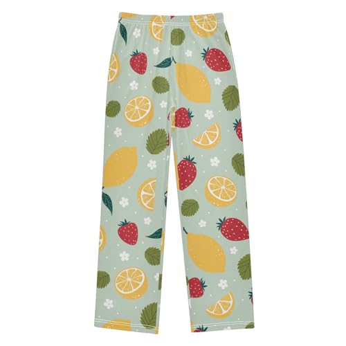 ZZXXB Lemon Strawberry Boys Long Pants Soft Trousers Elastic Waist Kids Lounge Bottoms with Pockets S-XL