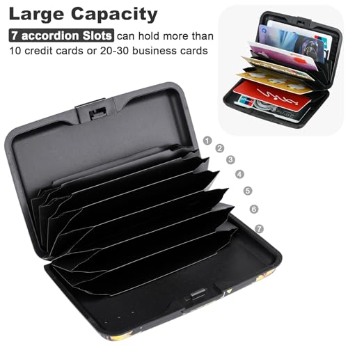 Image of ELFISH Mini RFID Aluminum Wallet Credit Cards Holder Business Card Case Metal ID Case for Men Women (Yellow sunflower)