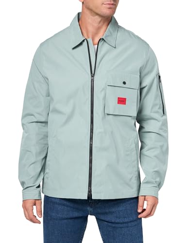 Image of Hugo Men's Cotton Mix Canvas Zip Up Overshirt