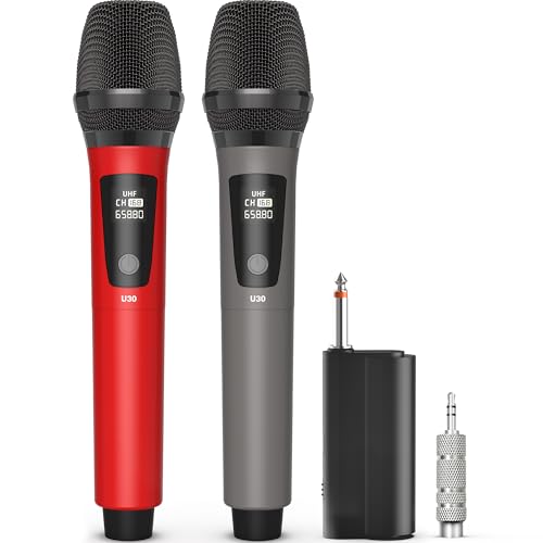 Hwwr HED/US-U30-1 Wireless Microphones, Professional Dual Microphones For Karaoke, Wireless Dynamic Microphone System Set With Rechargeable Receiver,Plug And Play cover