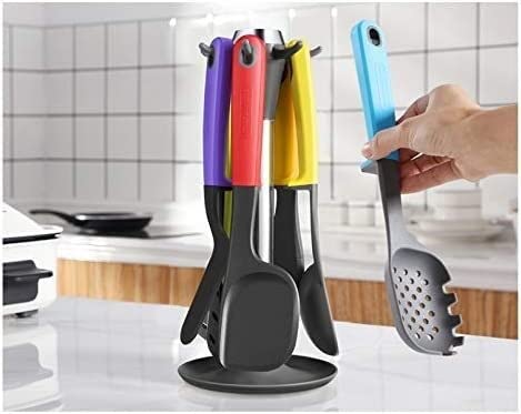 Küchenutensilien Set, Küchenhelfer Set, 7-teiliges Set aus Nylon, antihaftbeschichtet, hitzebeständig, Küchenutensilien, Löffel, Eiertrenner, Pfannenwender, Kochschaufel-Sets