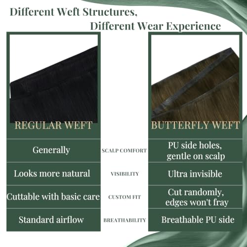 Image of Ugeat 20 Inch Butterfly Weft Human Hair Extensions Brown Ombre,100G #3822