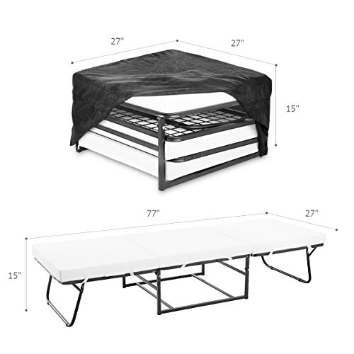 Space Saving Folding Ottoman Sleeper Guest Bed (2nd Generation) with Safe, Comfortable and Durable Updates, Gray