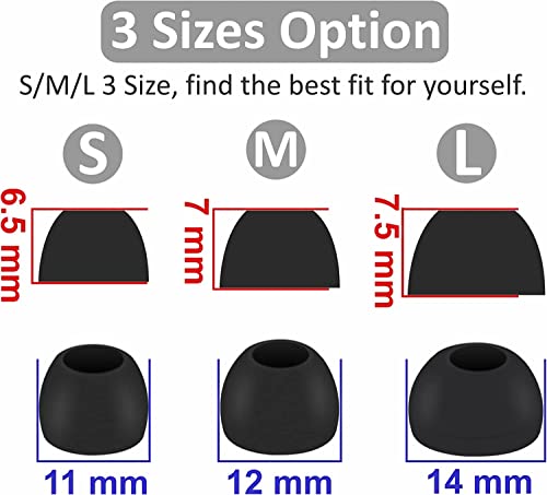 Replacement Earbuds Tips Silicone Ear Tips for JBL Tune 230NC TWS/Tune 125TWS /Tune 130NC TWS/Vibe 200TWS / Free X,Fit in Case, Buds Tips,6 Pairs S/M/L 3 Size,Black713