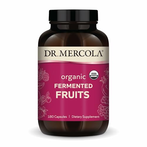 Dr. Mercola Organic Fermented Fruits - Antioxidant Support - Whole Food Berry & Fruit Blend - Zero Sugar - Non-GMO - Gluten-Free - 180 Capsules