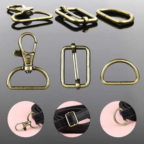 D Rings for Bags 70Pcs 25mm Metal Swivel Keychain Hooks and Slide Buckles for Bag Making Hardware DIY Handicraft Backpacks - Image 3