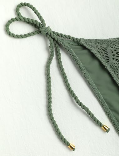 Image of ZAFUL 2 Piece Triangle Bikini for Women Knitted Rope Halter Bikini Sets Sexy Bathing Suit Side Tie Swimsuits Beachwear