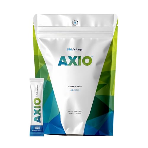 Image of LifeVantage AXIO Regular Energy Drink Powder, Nootropic Supplement, Focus & Mood Support, with L-theanine, Green Tea, B Vitamins, DMAE, Quercetin & Pine Bark, Green Grape, 30 Packets