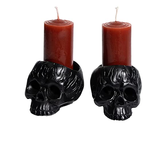 Skull Blood Candles 2 Pack - Bleeding Dripping Red Wax, Skeleton Reversing Skul Candle, Magic Skulls Candlestick Spooky Gothic Bar Decoration - 3.54 x 2.56 x 2.36-8 Hour Burn Time - Gute