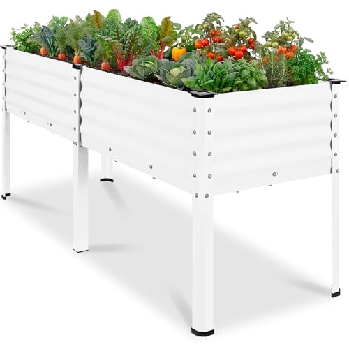 Image of Best Choice Products 72x24x30in Non Toxic Galvanized Raised Garden Bed, Metal Elevated Planter Box, Vegetable Garden, 100% Non Toxic Materials - White