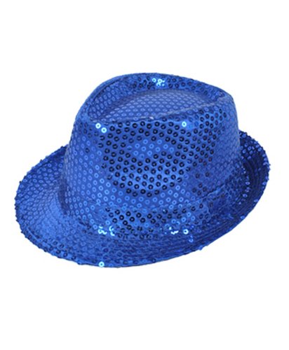 Buckletown Sequined Fedora Hat (Blue)