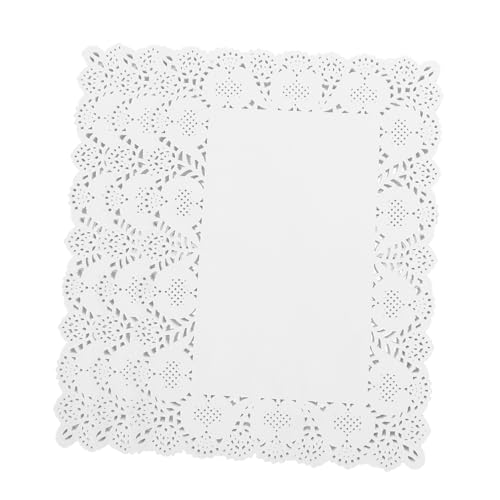 LOORGVEL 170 hojas Tapetes de Papel Rectangulares con Encaje para Decoración de Pasteles y Vajilla Papel Absorbente para Cocina y Repostería Uso Seguro con Alimentos