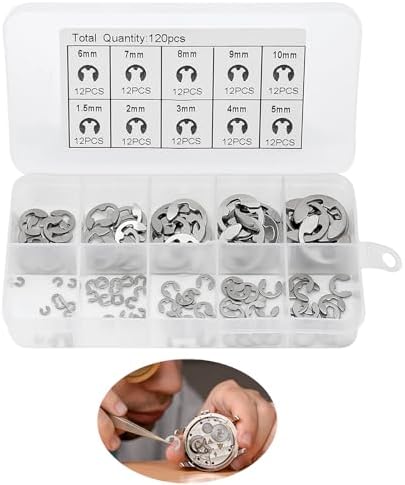 120/200/550 Pièces 1.5/2/3/4/5/6/7/8/9/10mm E-clips Anneau De Retenue à Pression Kit De Circlips En Acier Inoxydable En Acier Au Carbone E Type Clips
