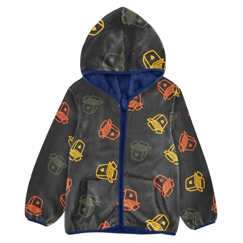 Colorful Outline Noodles Girls Fleece Jacket Girls Fall Jacket Girls Zip Up Hoodie Girls Sherpa Jacket 2-10T