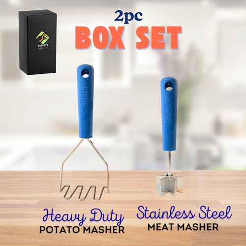 Image of 2pc Gift Set | Large Stainless Steel Meat Chopper & Potato Masher | DW Safe