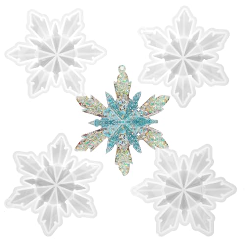 Springlot Molde Silicona 4Pcs Copo Nieve, Moldes Resina Epoxi DIY, Regalos Navidad Cumpleaños Familia Amigos
