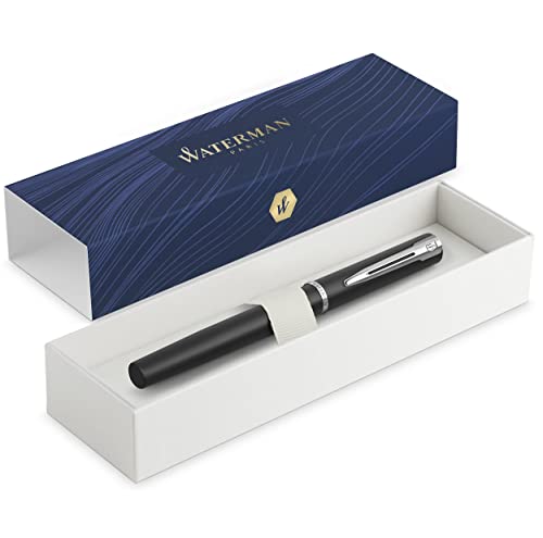 Image of Waterman Graduate Allure Fountain Pen, Black Lacquer, Fine Nib, Blue Ink, Gift Box