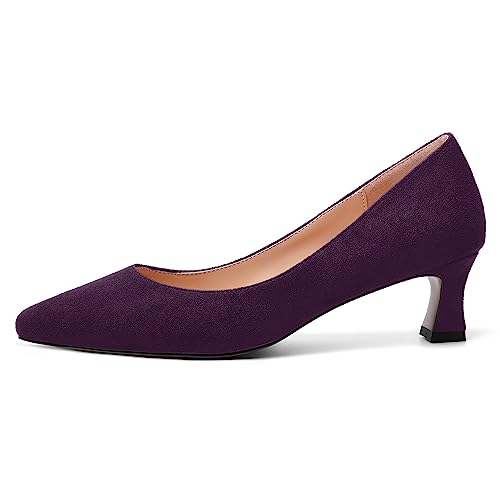 MOVINSTEPS Womens Dress Dating Square Toe Slip On Suede Kitten Low Heel Pumps Shoes 2 Inch2
