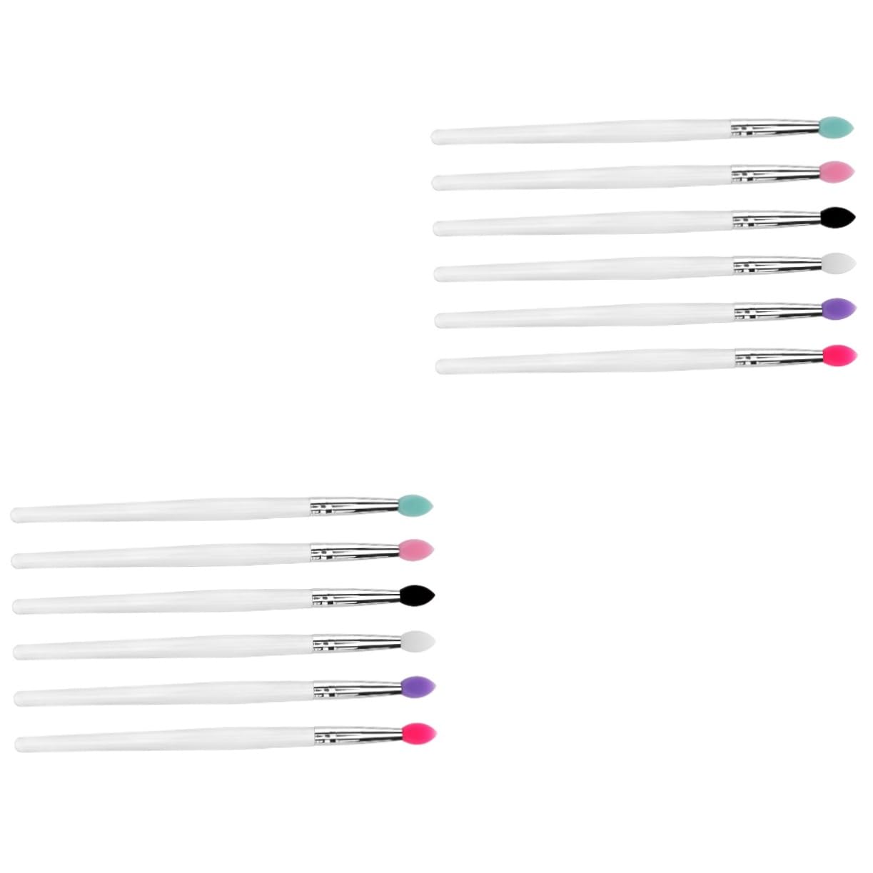 Ipetboom 2sets Silicone Eye Shadow Brush Set Makeup Brush Kit for Daily Use 6pcs*2