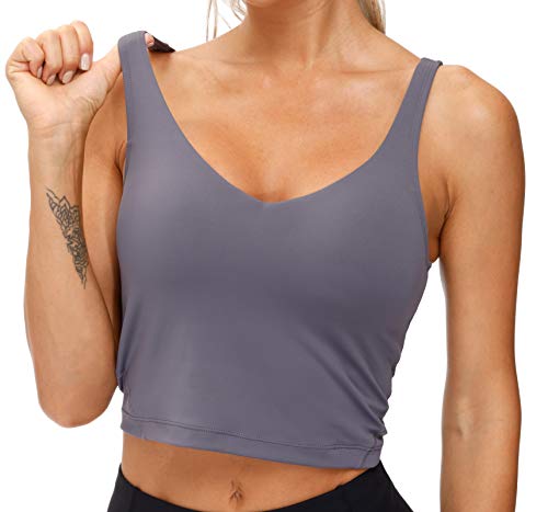 image for THE GYM PEOPLE Women’s Longline Sports Bra Wirefree Padded Medium Su
