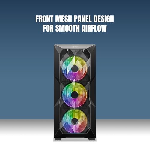 Ant Esports ICE- 300 Mesh Mid-Tower Computer Case/Gaming Cabinet - Black | Support ATX, Micro-ATX, Mini-ITX | Pre-Installed 3 Front Fans and 1 Rear... - Image 2