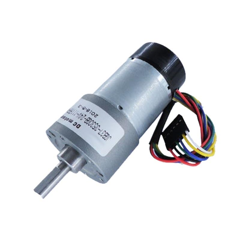 Moteur CC 24V 111rpm JGB37-3530GB avec encodeur et boîte de vitesses inversée pour robotique DIY