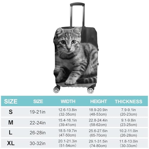 Travel Luggage Cover Elastic Suitcase Protector Anti-Scratch Washable Cat on Wooden Table Luggage Sleeve Tsa Approved Carry on Covers Baggage Cover Fits 18-32 Inch Luggages2