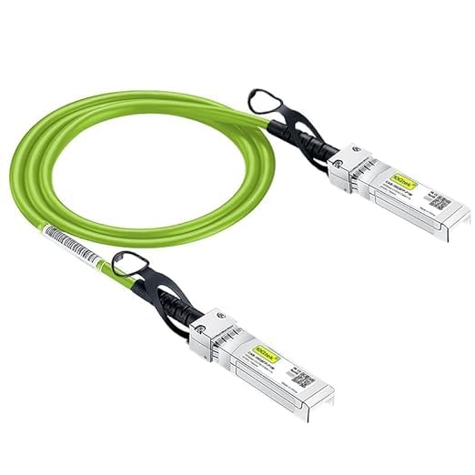Image of [Green] Colored 10G SFP+ DAC Cable - Twinax SFP Cable for Cisco SFP-H10GB-CU0.25M, Ubiquiti UniFi, D-Link, Supermicro, Netgear, Mikrotik, Fortinet, 0.25-Meter(0.82ft)